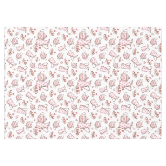 ピンクとホワイトウォーターのカラーベーカリーデザート テーブルクロス (正面(横))