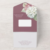 ピンクとホワイトウォーターの色あじさい花オン赤面 オールインワン招待状 (外側)
