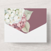 ピンクとホワイトウォーターの色あじさい花オン赤面 オールインワン招待状 (裏面)