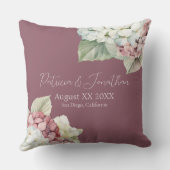 ピンクとホワイトウォーターの色あじさい花オン赤面 クッション (裏面)