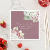 ピンクとホワイトウォーターの色あじさい花オン赤面 スタンダードランチョンナプキン (インサイチュ)