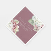 ピンクとホワイトウォーターの色あじさい花オン赤面 スタンダードランチョンナプキン (角)