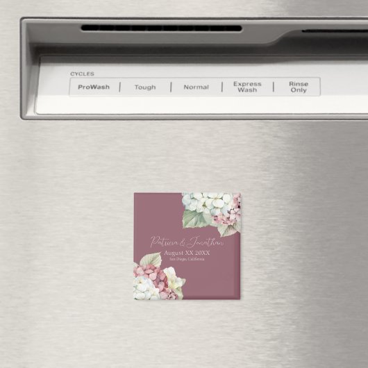 ピンクとホワイトウォーターの色あじさい花オン赤面 マグネット (インサイチュ (食洗機))