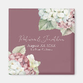 ピンクとホワイトウォーターの色あじさい花オン赤面 マグネット (正面)