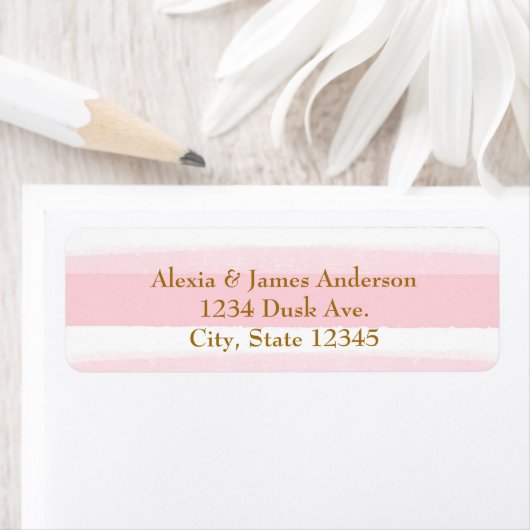 ピンクとホワイトウォーターの色のストライプ住所 シール (インサイチュ)