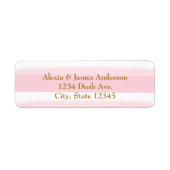 ピンクとホワイトウォーターの色のストライプ住所 シール (正面)