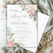 ピンクとホワイトウォーターの色のフローラ結婚ズ 招待状