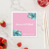 ピンクとホワイトウォーター色のフローラバルミツワー スタンダードカクテルナプキン (インサイチュ)