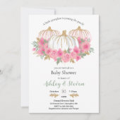 ピンクとホワイトカボチャのベビーシャワー招待状 招待状 (正面)