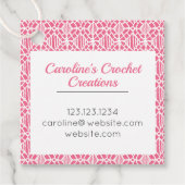 ピンクとホワイトクロチェットレースパターンラベル フェイバータグ (正面)