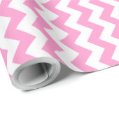 ピンクとホワイトシェブロン ラッピングペーパー (ロールコーナー)