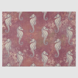 ピンクとホワイトシーホースのデクページティッシュペーパー 薄葉紙