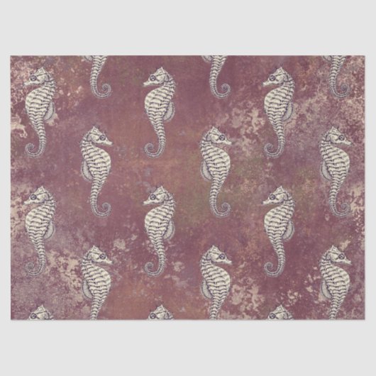 ピンクとホワイトシーホースのデクページティッシュペーパー 薄葉紙 (正面)