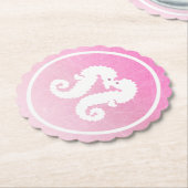 ピンクとホワイトシー結婚ホースのコースター ペーパーコースター (アングル)