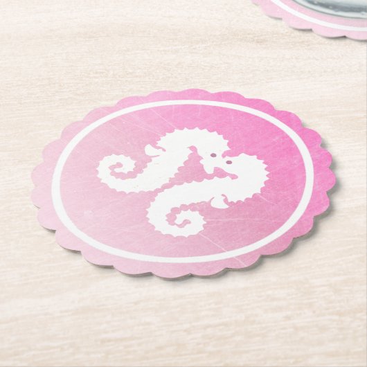 ピンクとホワイトシー結婚ホースのコースター ペーパーコースター (アングル)