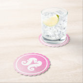 ピンクとホワイトシー結婚ホースのコースター ペーパーコースター (インサイチュ)