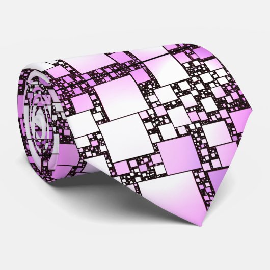 ピンクとホワイトスクエア踊りネクタイ ネクタイ (ロール)