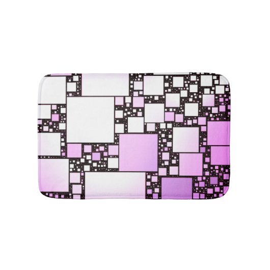 ピンクとホワイトスクエア踊りバスマット バスマット (正面)