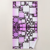 ピンクとホワイトスクエア踊りビーチタオル ビーチタオル (正面)