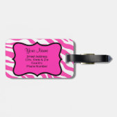 ピンクとホワイトゼブラ&チェータスキンパーソナライズされた ラゲッジタグ (裏面横)