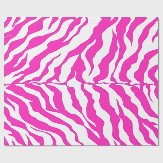 ピンクとホワイトタイガーのストライプアニマルプリント ラッピングペーパー (フラット)