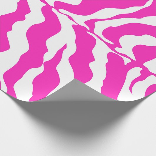 ピンクとホワイトタイガーのストライプアニマルプリント ラッピングペーパー (角)