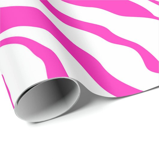 ピンクとホワイトタイガーのストライプアニマルプリント ラッピングペーパー (ロールコーナー)