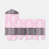 ピンクとホワイトダマスクの結婚式 フェイバーボックス (折り畳みなし)