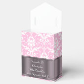 ピンクとホワイトダマスクの結婚式 フェイバーボックス (オープン)
