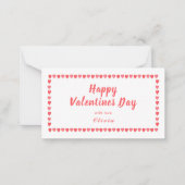 ピンクとホワイトハートバレンティンズデイミニ ノートカード (正面)