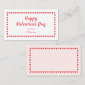 ピンクとホワイトハートバレンティンズデイミニ ノートカード (正面/裏面)
