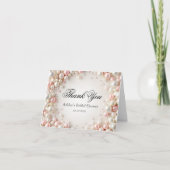 ピンクとホワイトパールのブライダルシャワー感謝カード サンキューカード (正面)