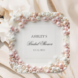 ピンクとホワイトパールブライダルシャワー ペーパープレート