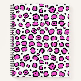 ピンクとホワイトヒョウのプリント ノートブック