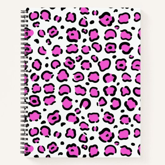 ピンクとホワイトヒョウのプリント ノートブック (正面)
