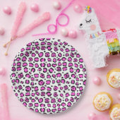 ピンクとホワイトヒョウのプリント ペーパープレート (パーティー)