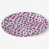 ピンクとホワイトヒョウのプリント ペーパープレート (アングル)