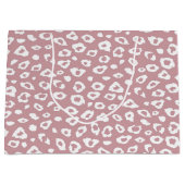 ピンクとホワイトヒョウのプリント ラージペーパーバッグ (正面)