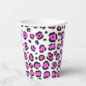 ピンクとホワイトヒョウのプリント 紙コップ (裏面)
