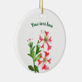 ピンクとホワイトペチュニアスウォーターカラーフローラアート セラミックオーナメント (右)