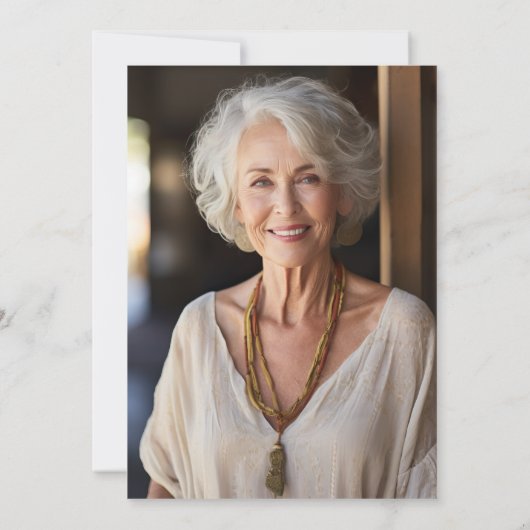 ピンクとホワイトポピー100誕生日 招待状 (裏面)