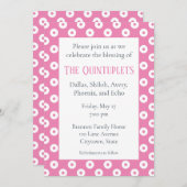 ピンクとホワイトポルカドット複数ベビー賛美の請求書 招待状 (正面/裏面)