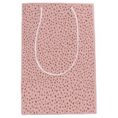 ピンクとボホテラコッタブラウンドット赤ちゃんシャワー ミディアムペーパーバッグ (正面)
