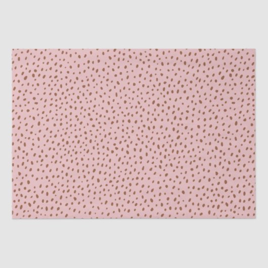 ピンクとボホテラコッタブラウンドット赤ちゃんシャワー 薄葉紙 (正面)