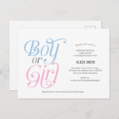 ピンクとボーイ、男モダンの子と女の子、性別の明示 インビテーションポストカード (正面/裏面)