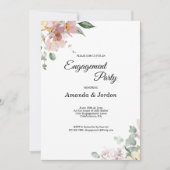 ピンクとマウヴのヴィンテージフローラ婚約パーティ 招待状 (正面)