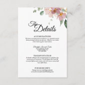 ピンクとマウヴのヴィンテージフローラ結婚の詳細 エンクロージャーカード (正面)