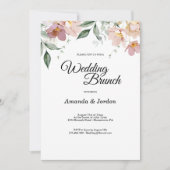 ピンクとマウヴのヴィンテージフローラ結婚ズブランチ 招待状 (正面)