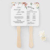 ピンクとマウヴのヴィンテージフローラ結婚式 プログラム ハンドファン (正面&裏面)