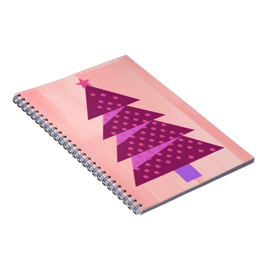 ピンクとマゼンタのクリスマスツリーアートジャーナル ノートブック (右側)